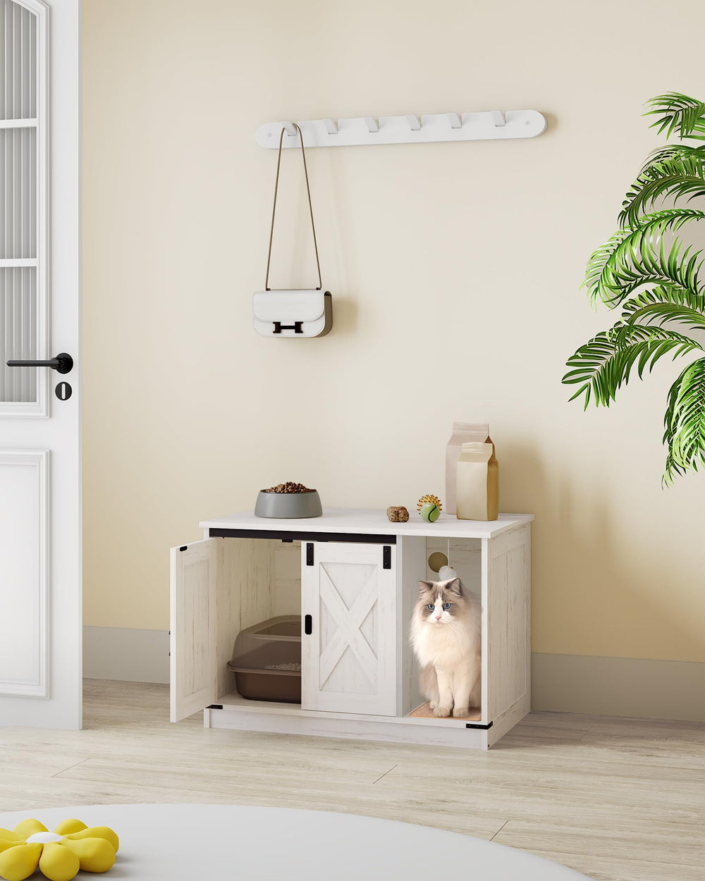 Hzuaneri hallway placement showing 31.5 x 19.7 x 20.9 inches silhouette