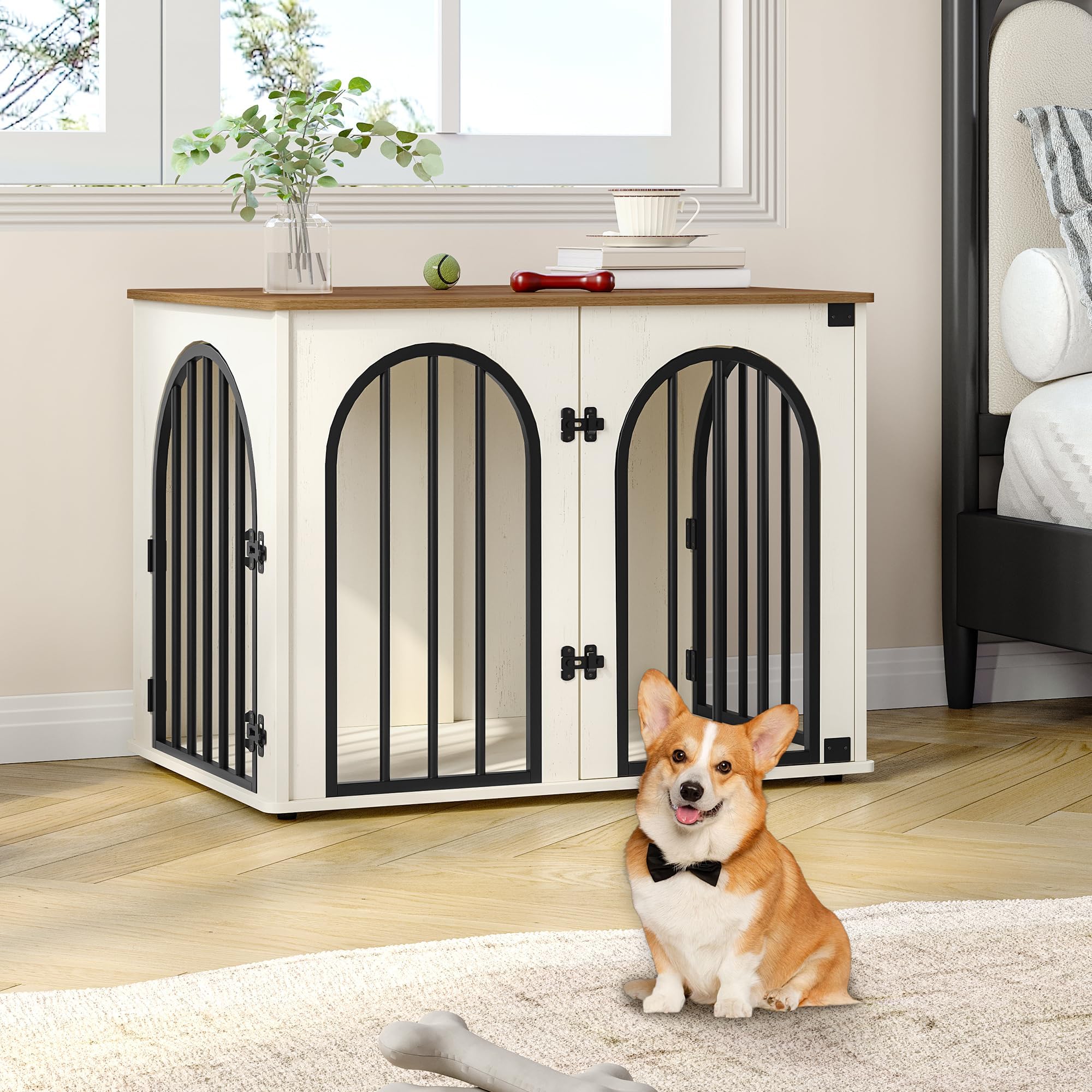 Hzuaneri heavy-duty iron frame kennel for durable daily use.