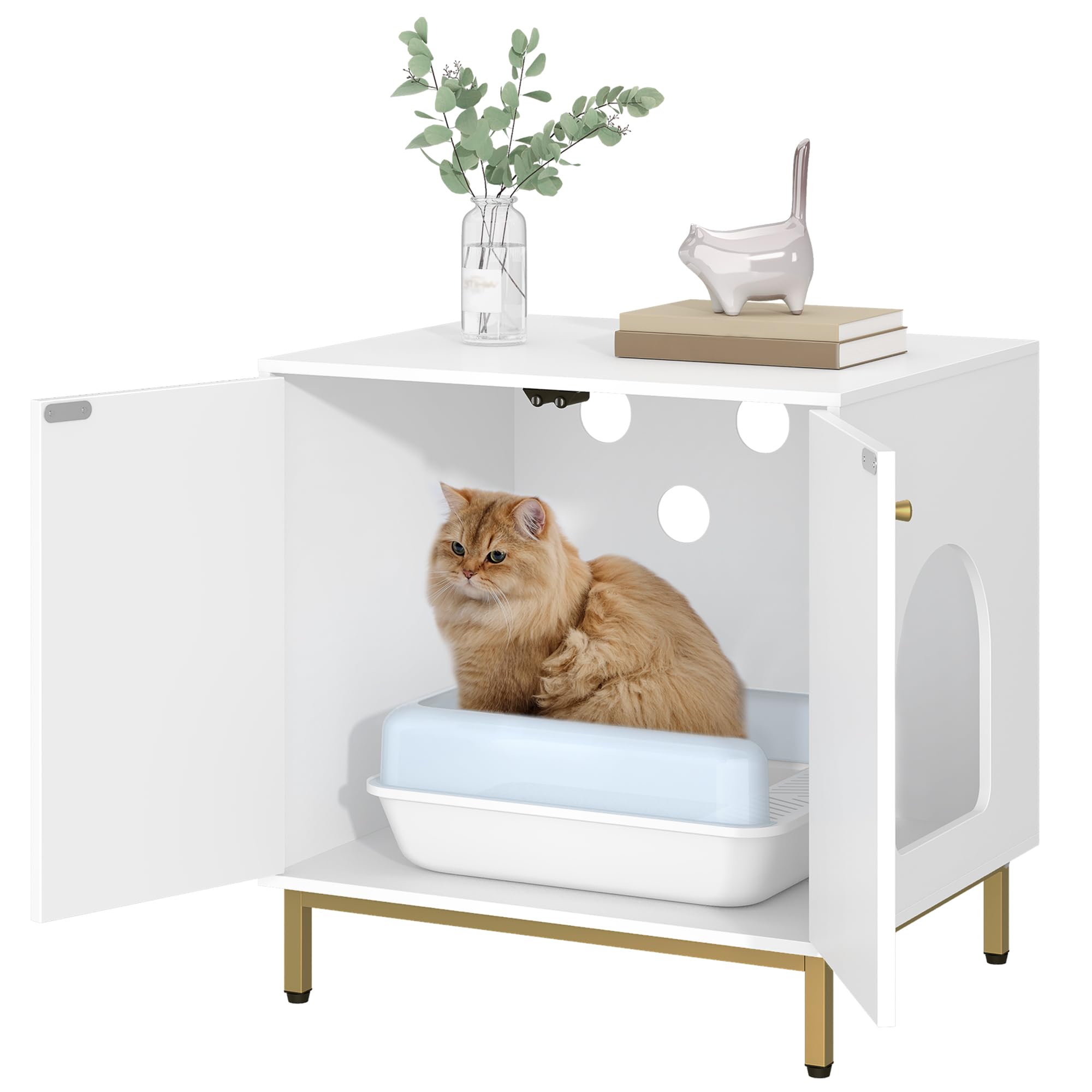 Hzuaneri litter box enclosure room setup in living room demonstrates decor-friendly shelter.
