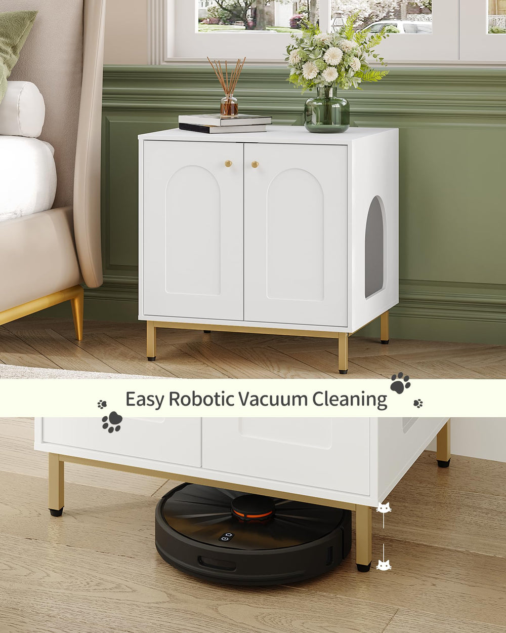 Hzuaneri litter box enclosure storage view reveals concealed space for clutter-free rooms.