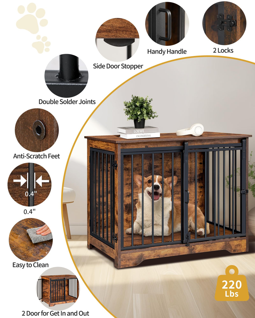Hzuaneri rustic brown finish complements living rooms with pets