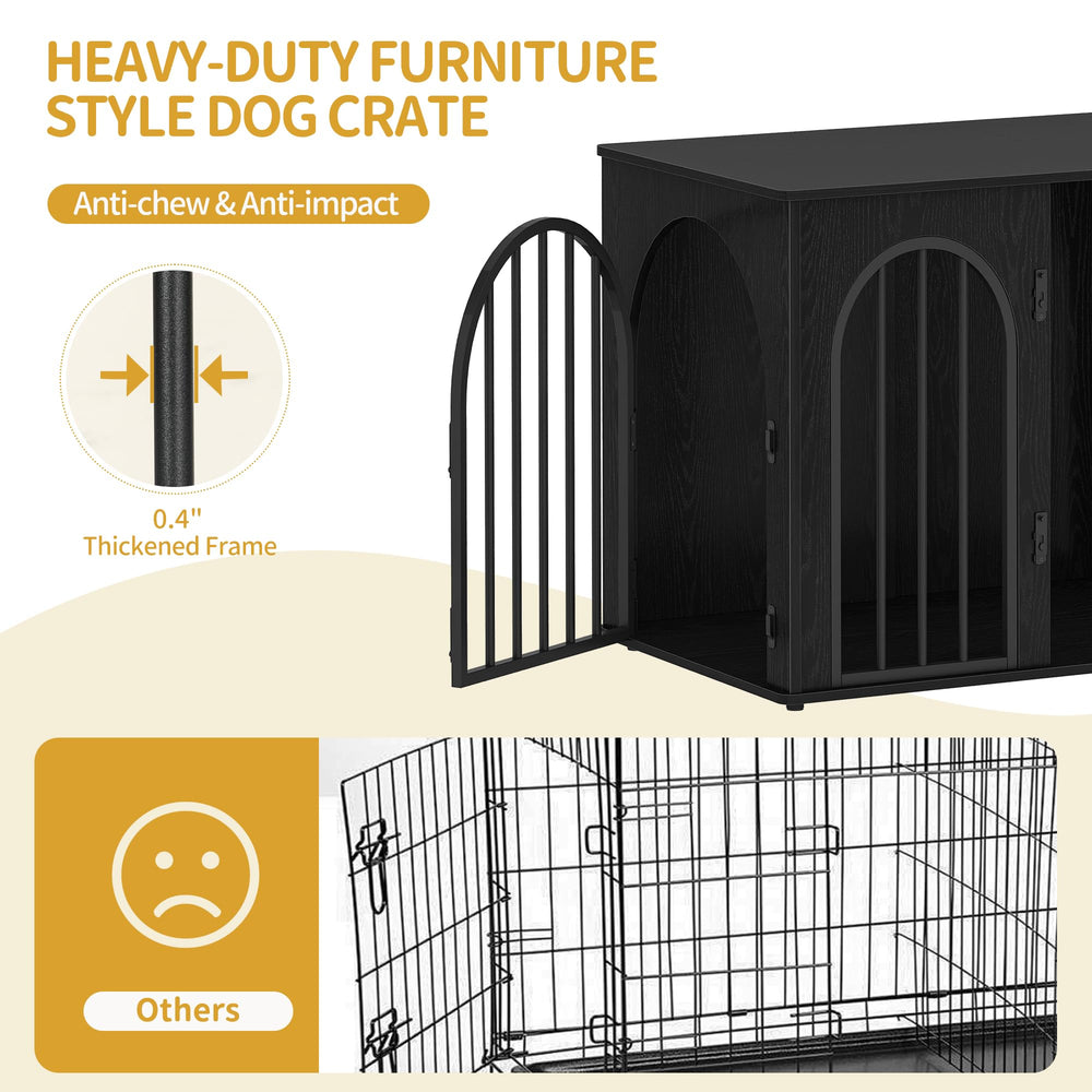 Hzuaneri small-dog crate in living room creates cozy, organized space