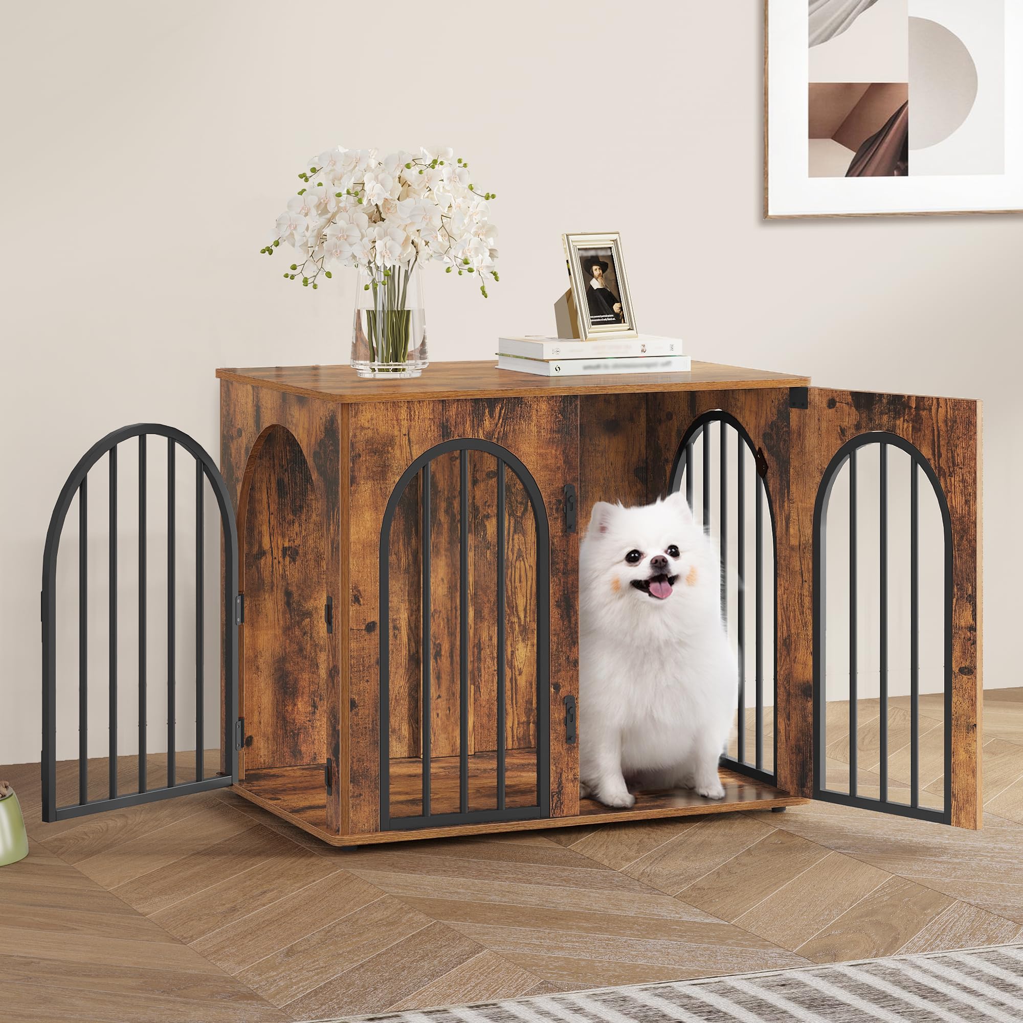 Hzuaneri crate front 3-door design enables easy pet access