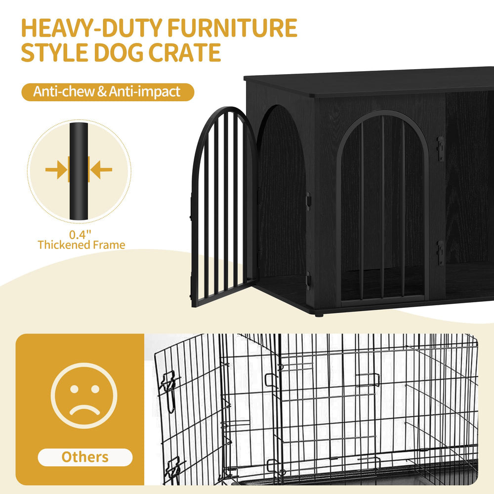 Hzuaneri wooden dog crate in a living room setup