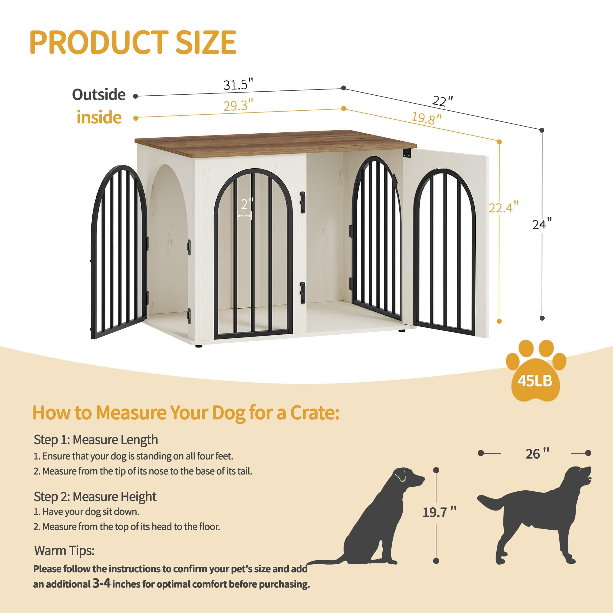 Hzuaneri wooden dog kennel side table offering dual-use furniture.