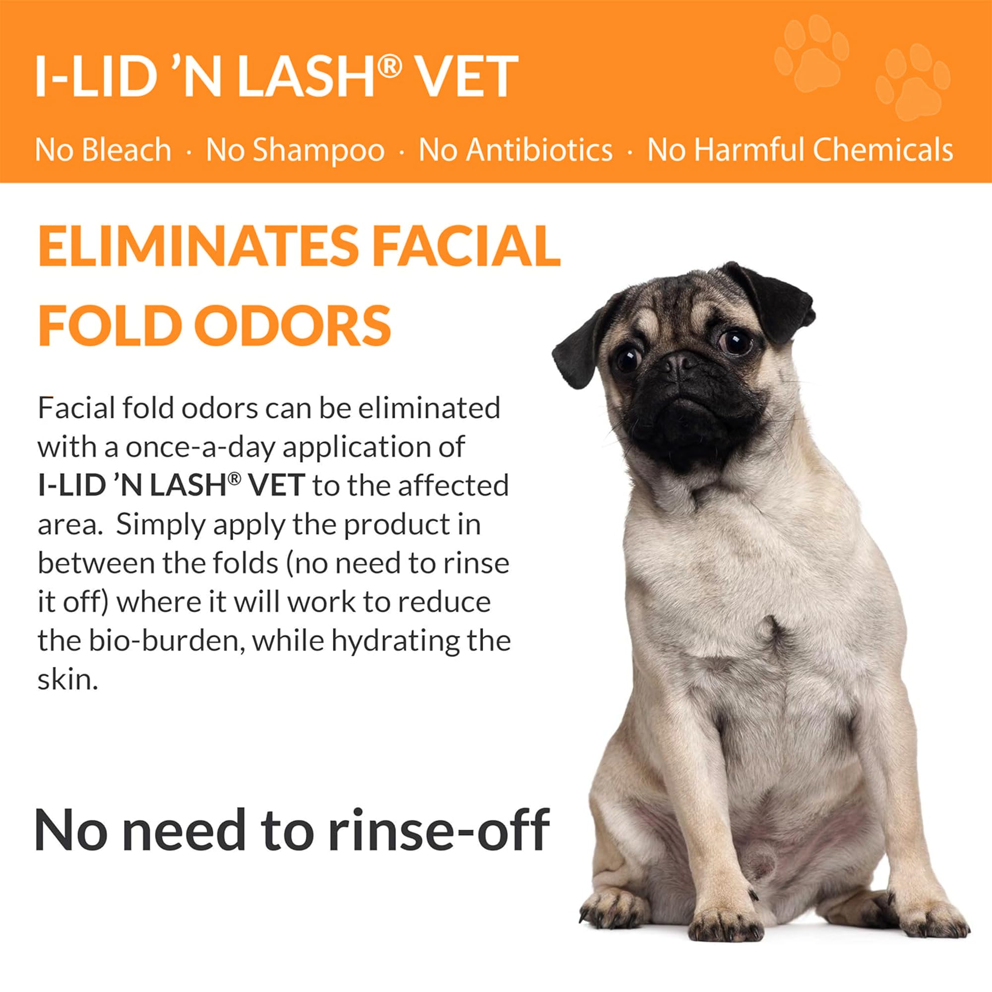 I-LID N LASH Vet dog eye wipes packaging display with 60 wipes included.
