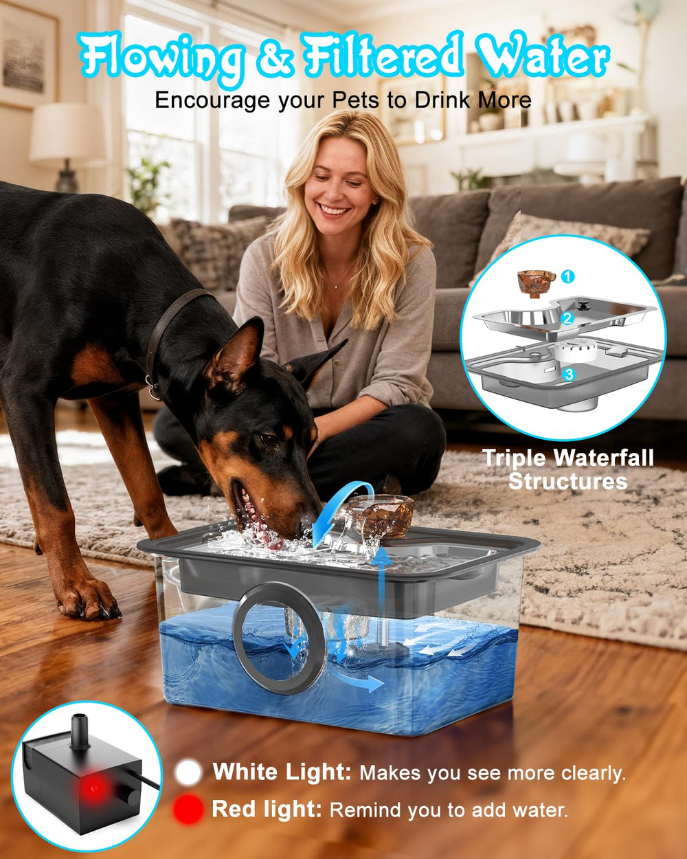 IAD multi-pet hydration station setup proves suitability for big dogs and cats.