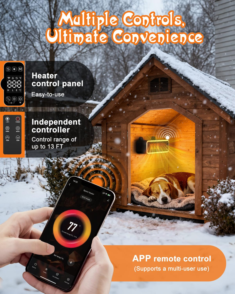 IAD wifi dog house heater soft warm light creates calming kennel ambience