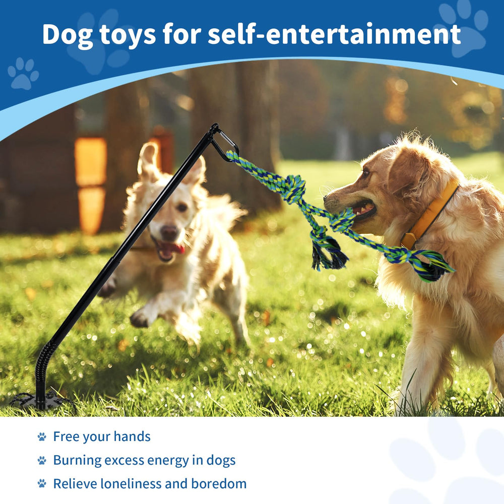 IAIGOGO outdoor dog toy shows the stable ground stake securing the play area.