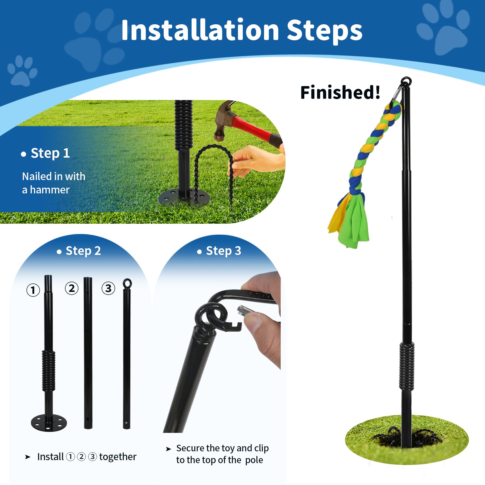 IAIGOGO replacement rope included for extended tug toy sessions.