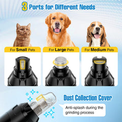 ianciu dog nail grinder digital LED screen shows speed and battery level.