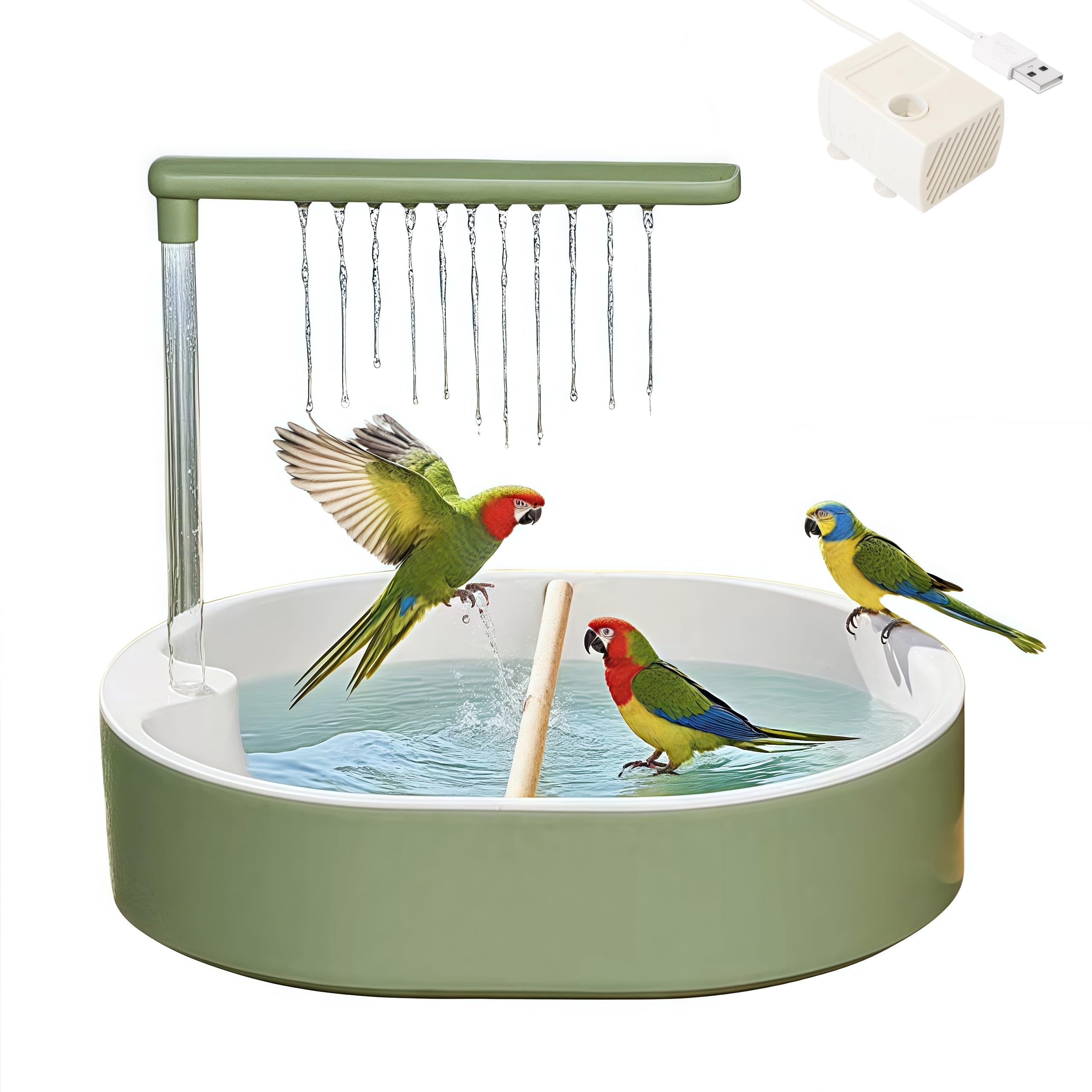 ianjetty parakeet bird bath with circulating-water keeps water fresh for daily baths