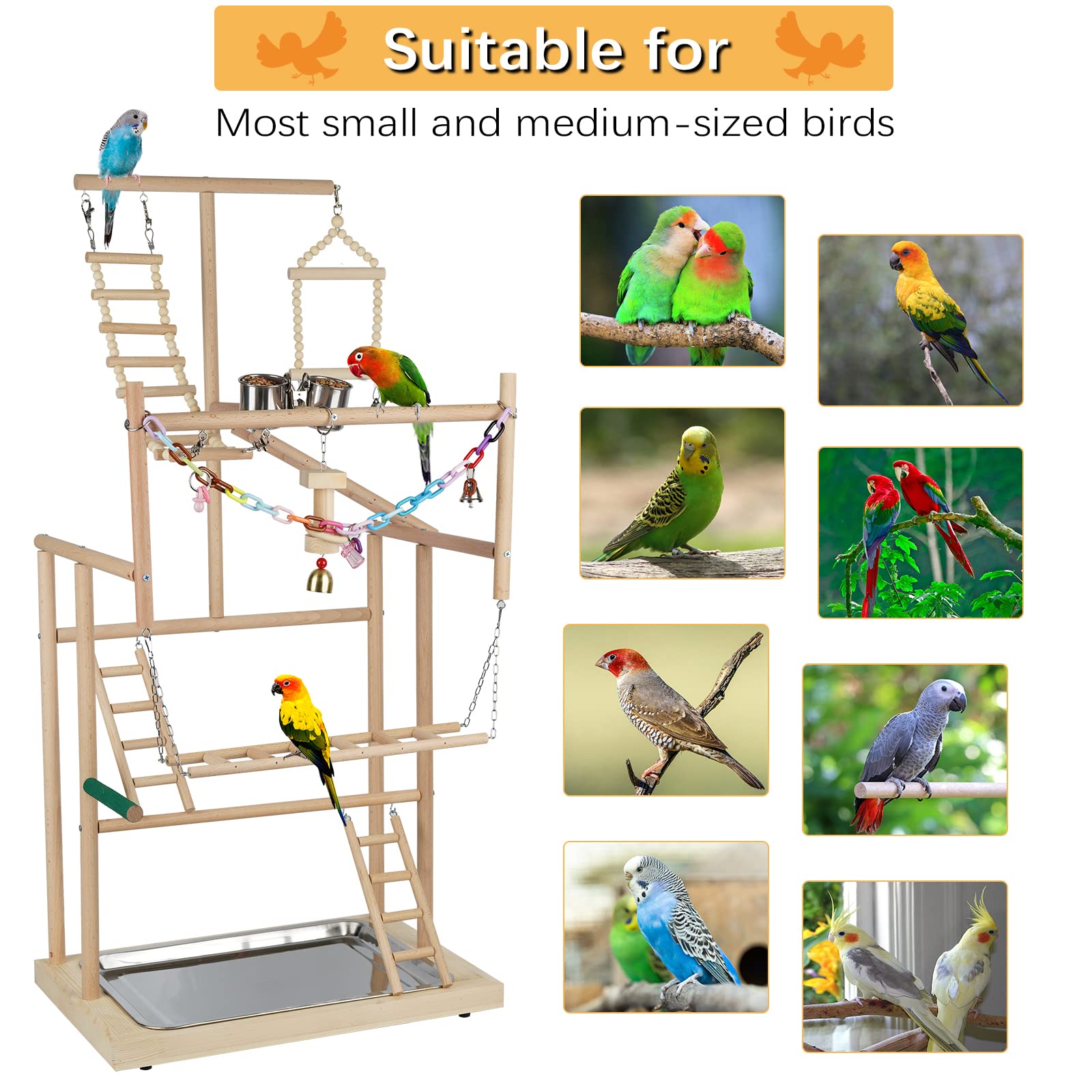Ibnotuiy 4-layer Bird Perch Stand expands play area and exercise