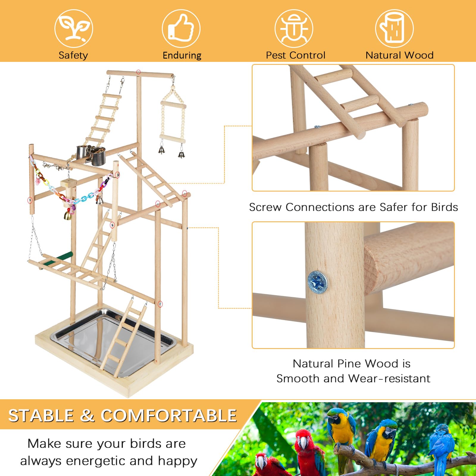 Ibnotuiy Parrot Playstand easy assembly with screws and clear instructions