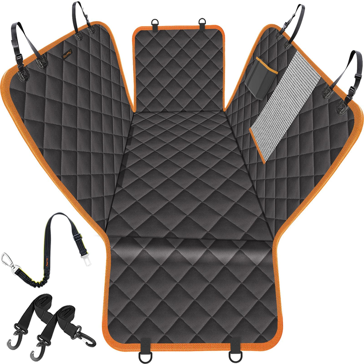iBuddy Dog Seat Cover back seat shows full coverage against hair and dirt