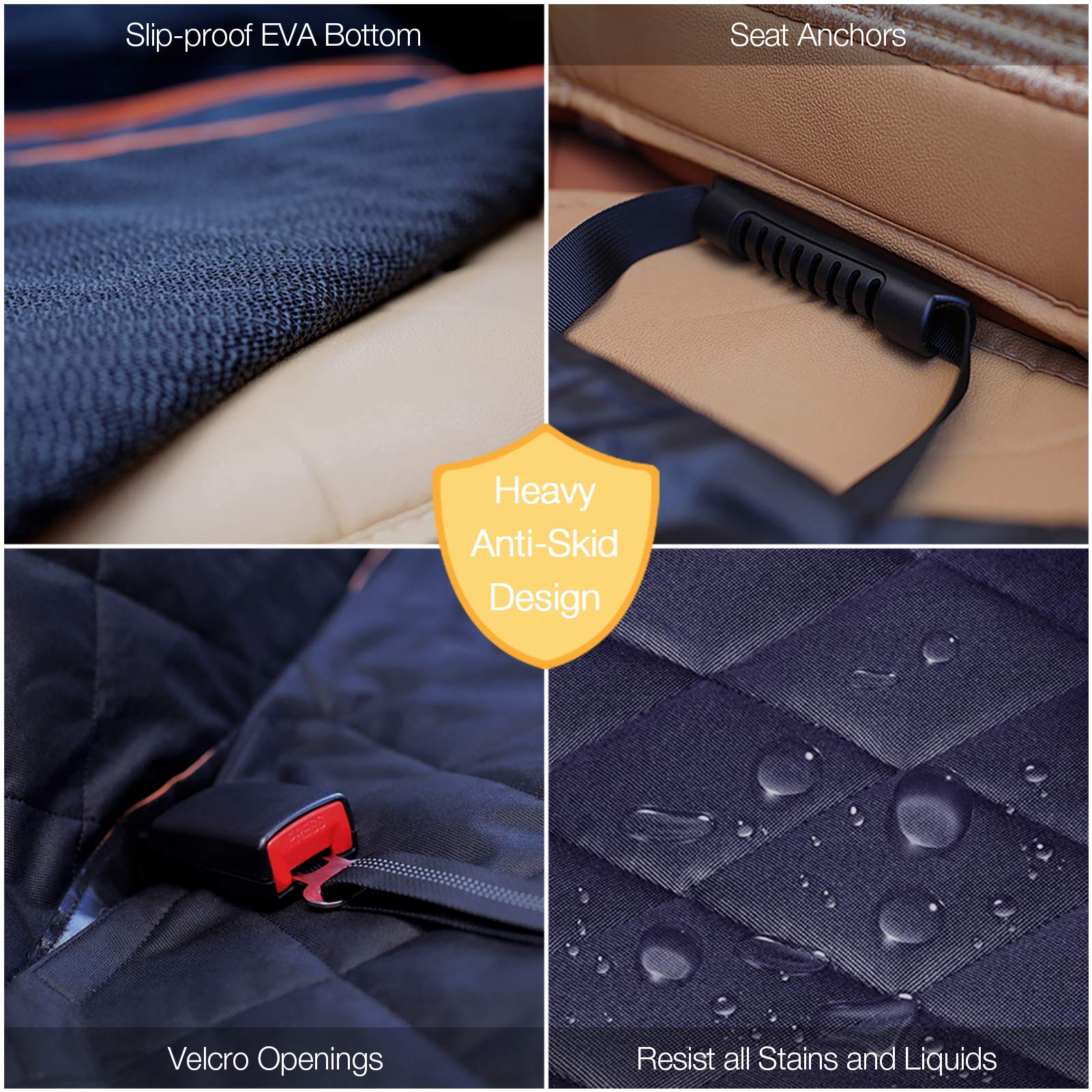 iBuddy dog seat cover easy-install clips demonstrate quick setup.