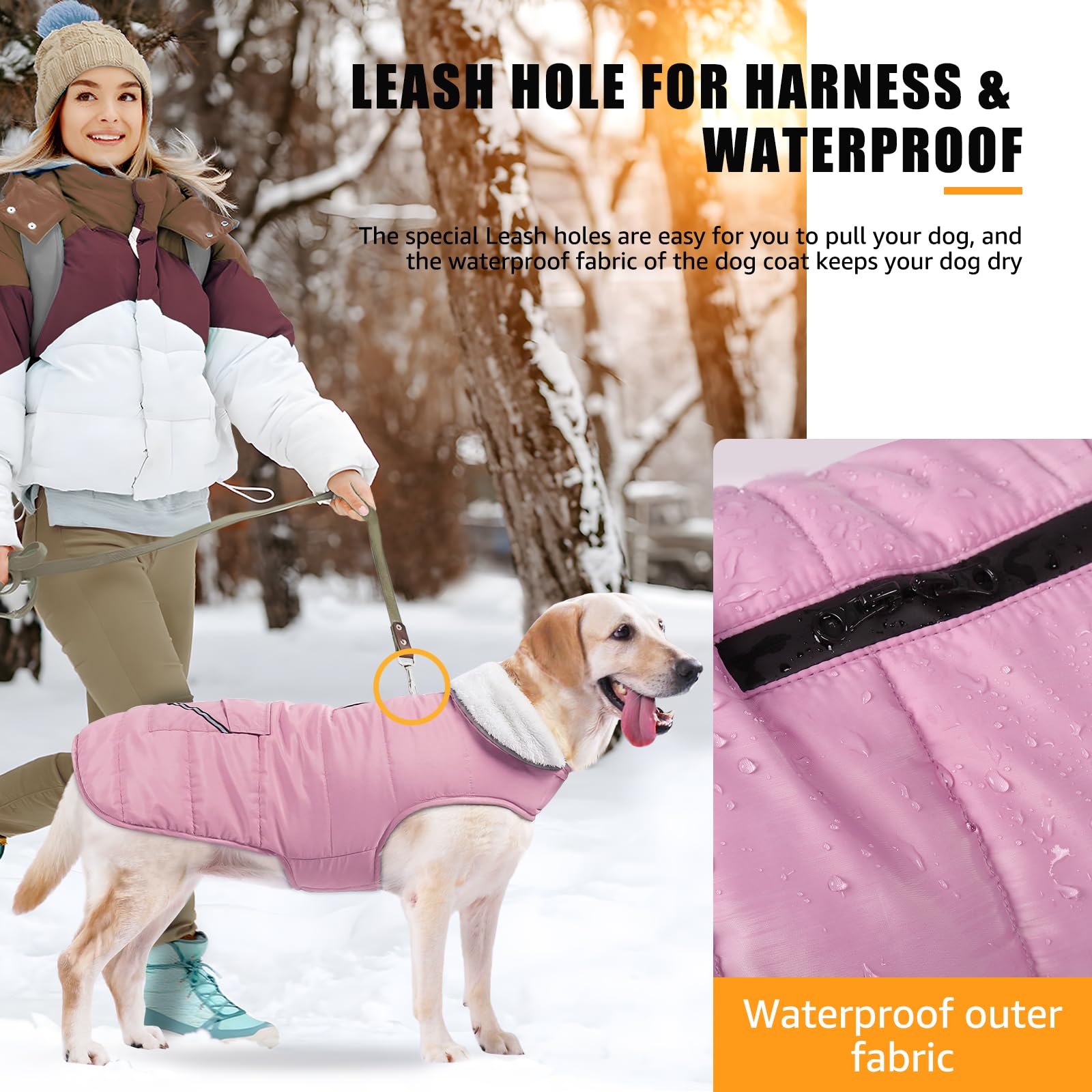 iBuddy dog winter jacket adjustable chest and belly straps ensure secure wear