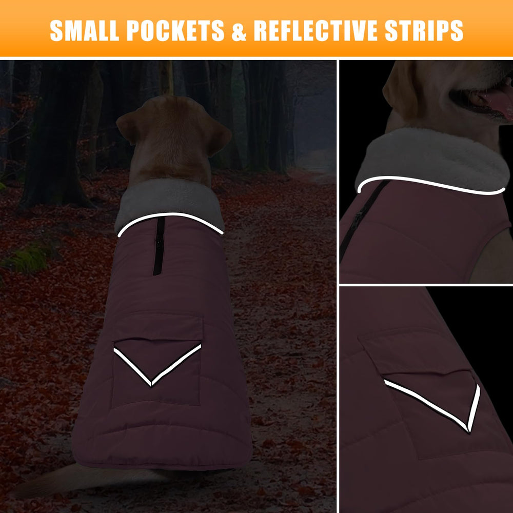 iBuddy dog winter jacket reflective stripes improve visibility during dusk walks
