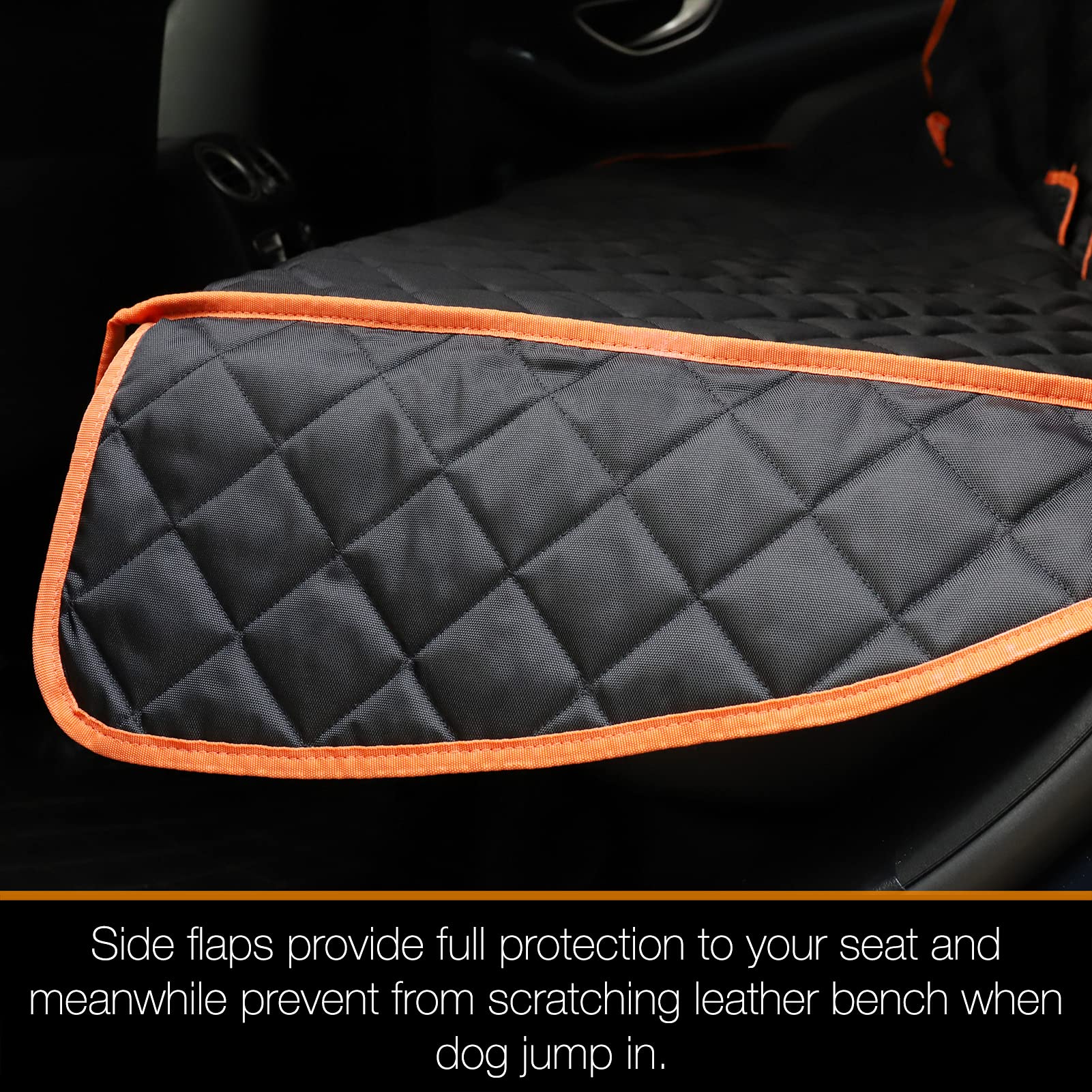 iBuddy truck seat cover with Velcro openings for easy child car seat access.
