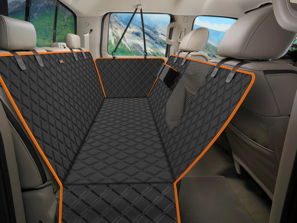 iBuddy XXL dog seat cover with mesh window keeps your dog cool on long trips.