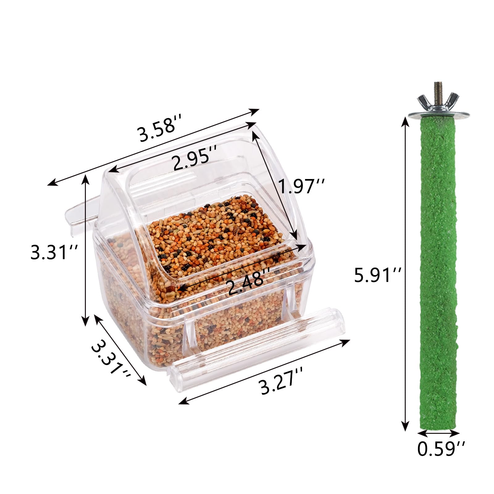 IBWell bird cage feeder no-mess design keeps seeds contained in the cage.