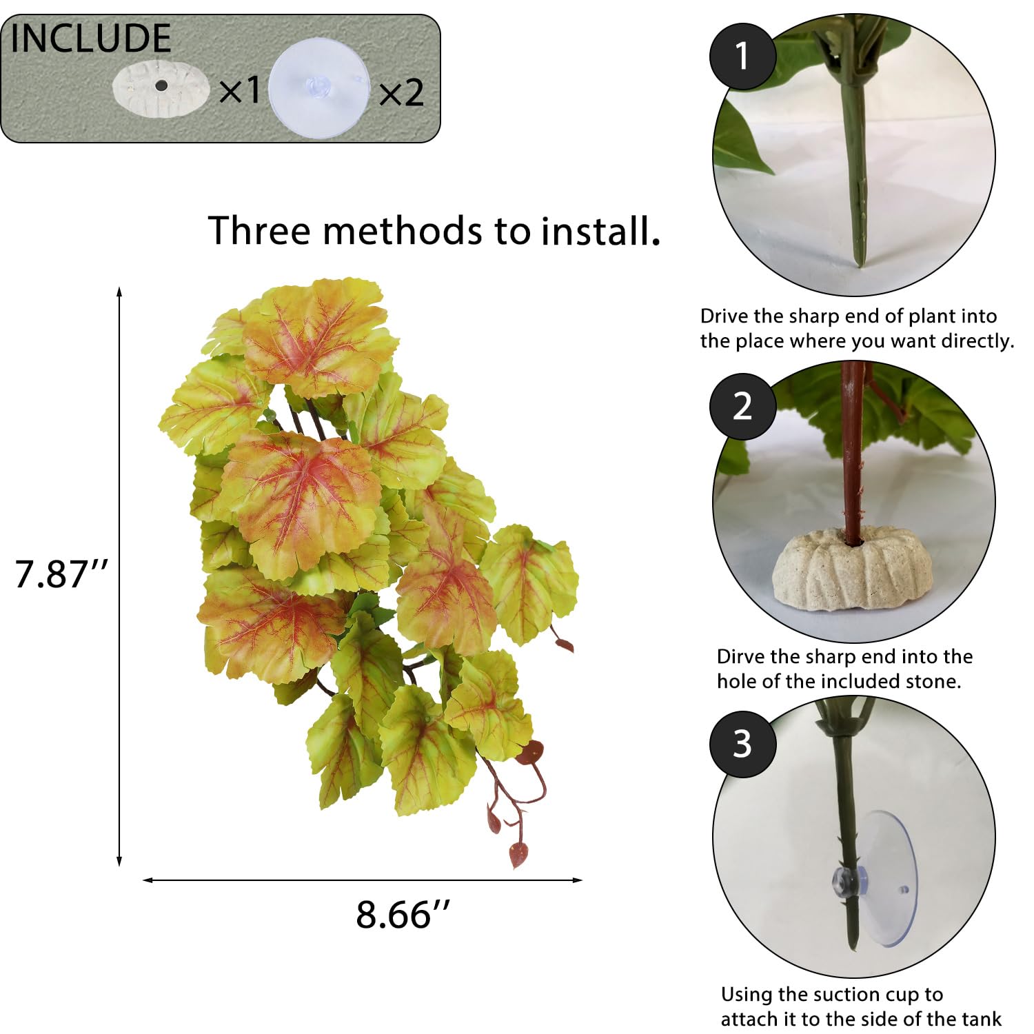 IBWell fake reptile plants base-stone ensures stable, safe grounding in your terrarium