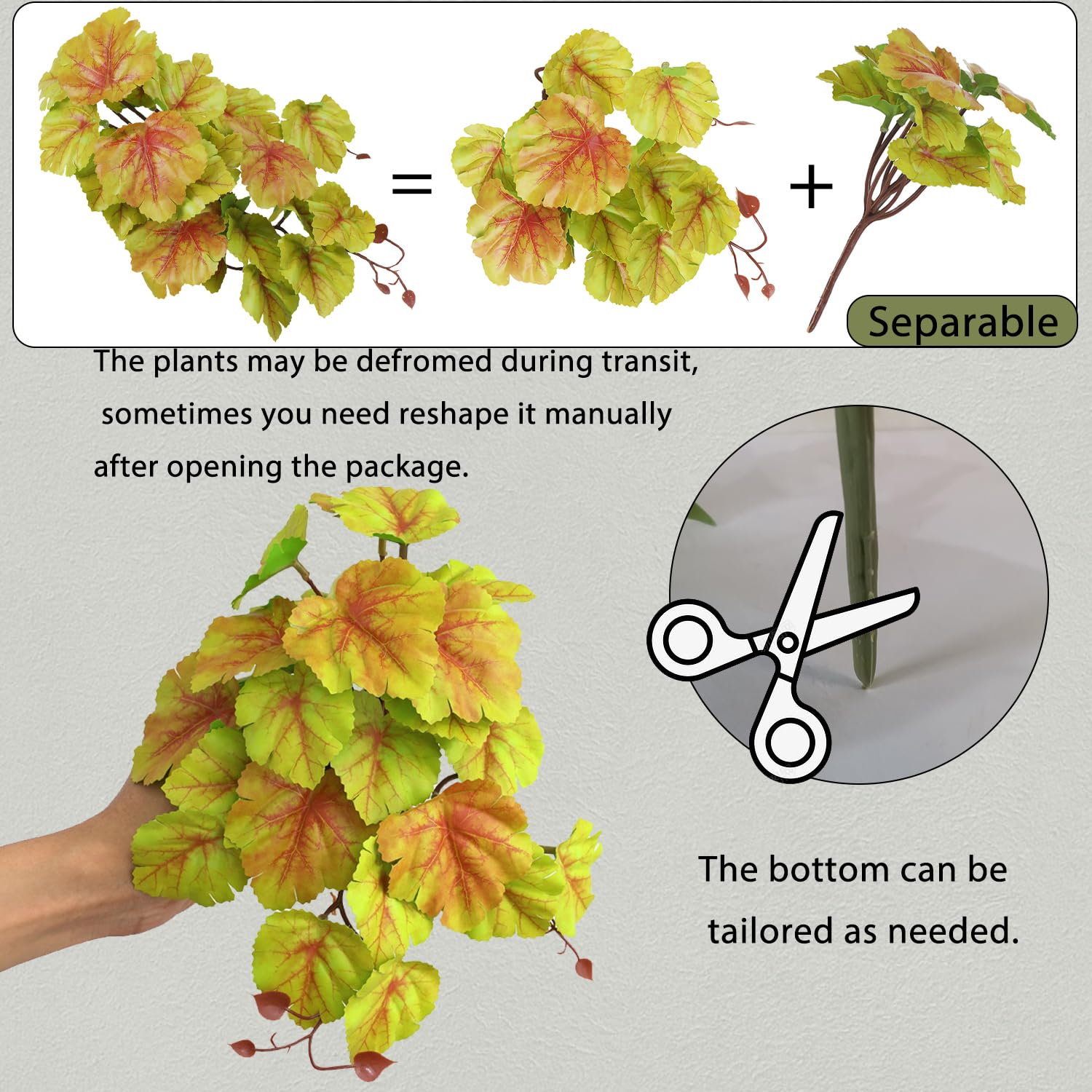 IBWell fake reptile plants realistic-leaves brighten habitats and offer hiding spots