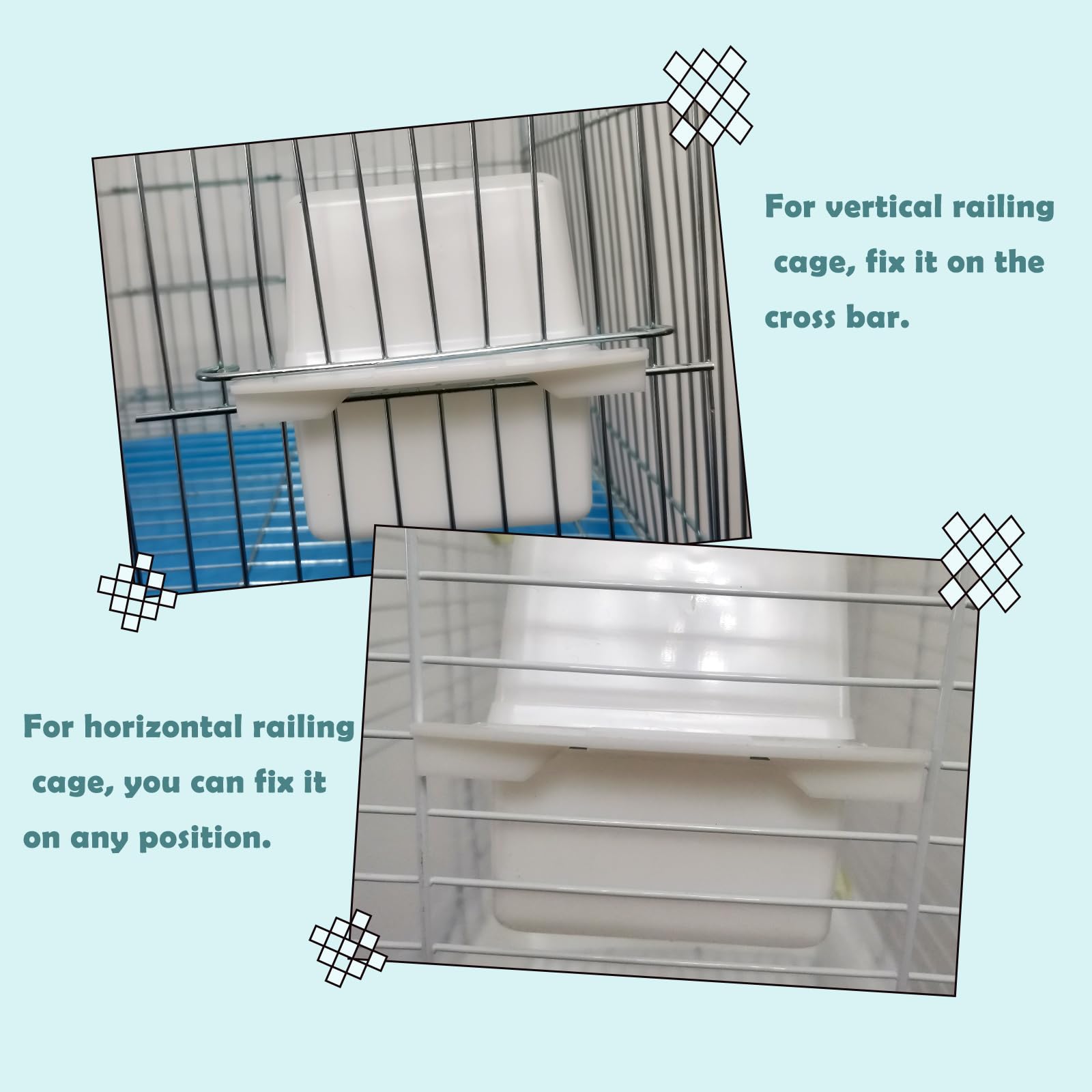IBWell food container for cage keeps food organized and easily accessible.