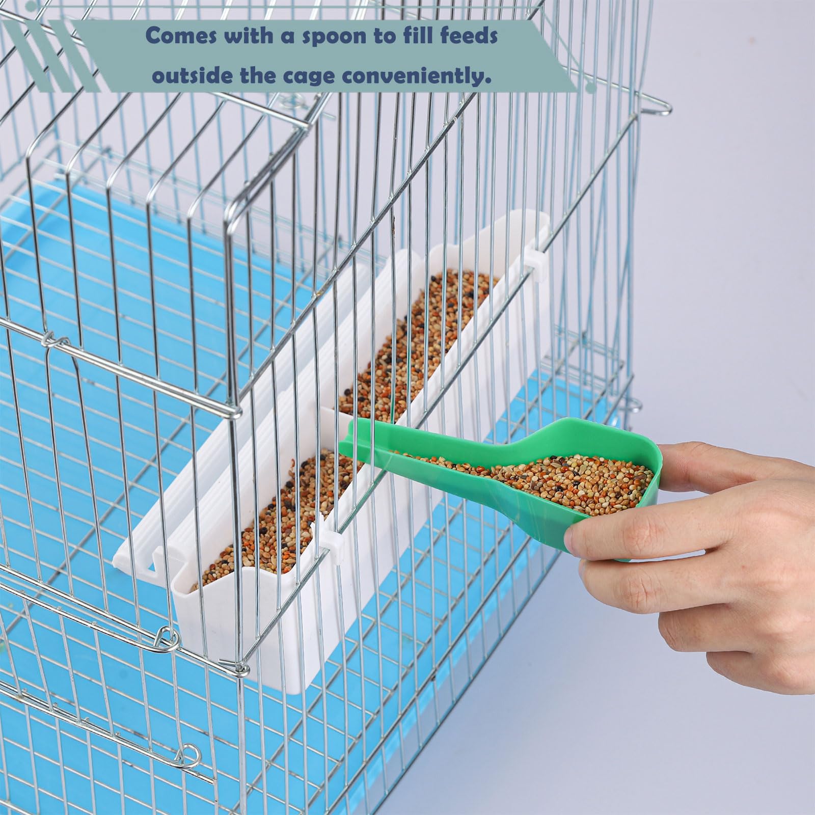 IBWell four feeders with enclosed scoops enable convenient daily swaps.