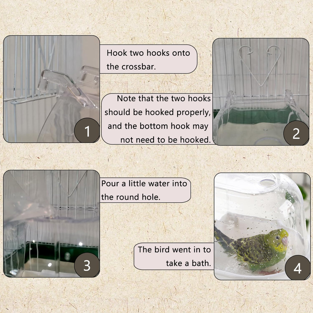 IBWell clear bath for small birds offers safe, easy-access watering within the cage.