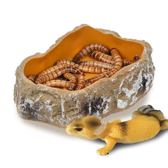 IBWell reptile food dish with stone texture blends into terrarium for durable daily use
