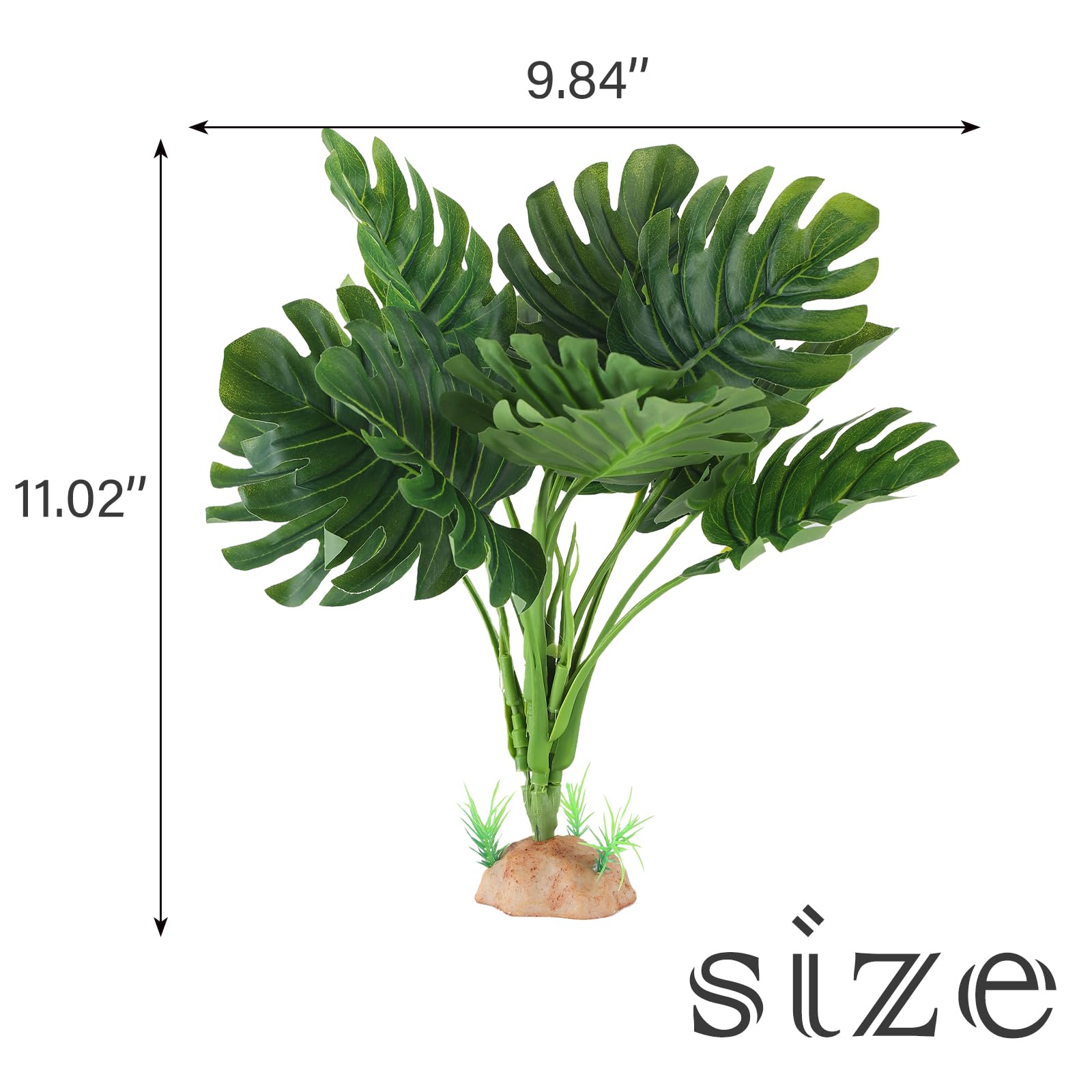 IBWell Reptile Plants monstera terrarium decor enhances color and creates shaded areas for shy species.