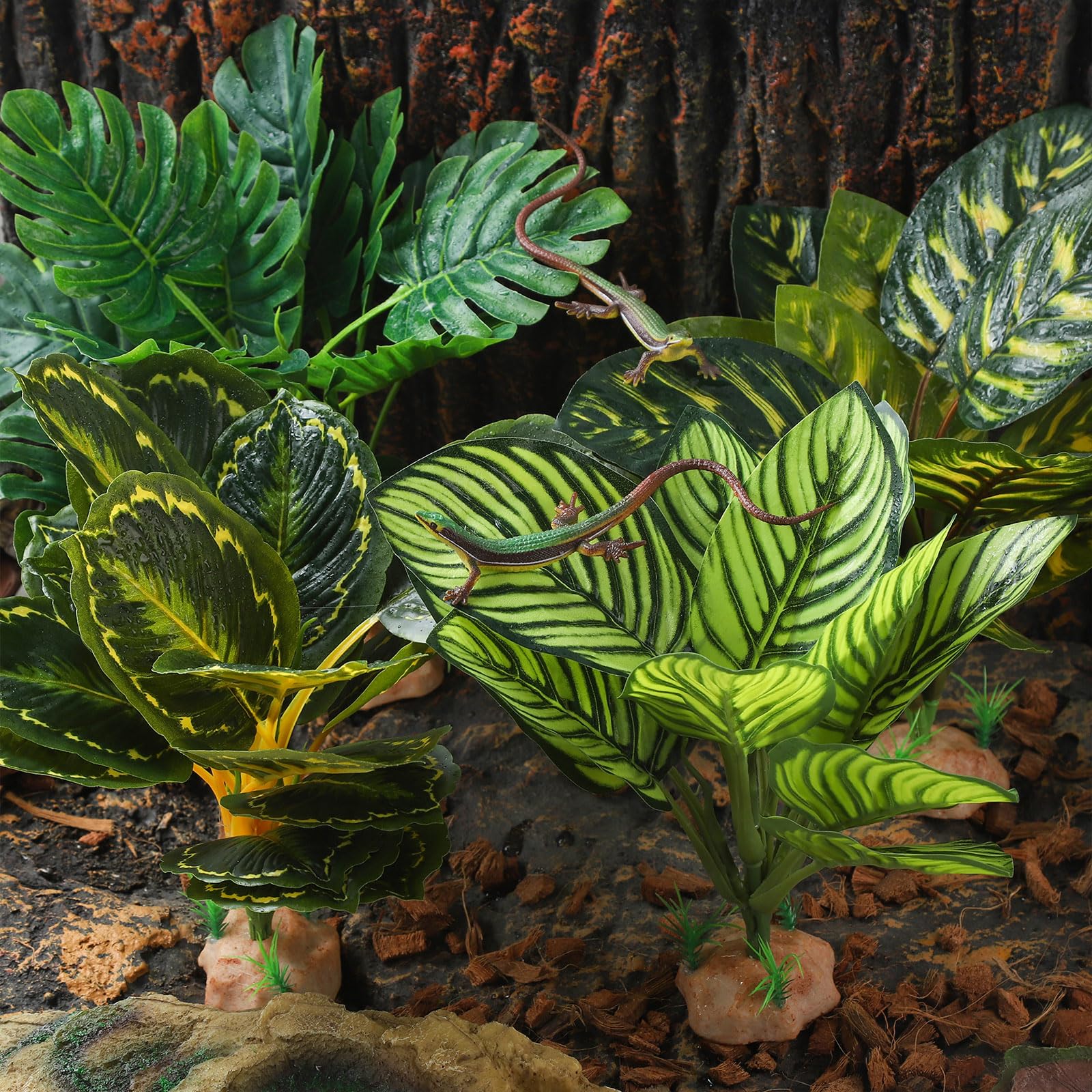 IBWell Reptile Plants non-toxic plastic leaves ensure safe, easy-to-clean terrarium greenery.