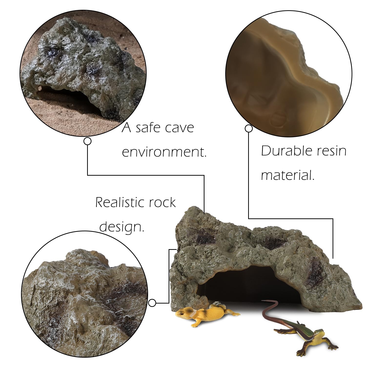 IBWell Resin Leopard Gecko Hide entrance detail reveals safe, smooth edges for curious reptiles.