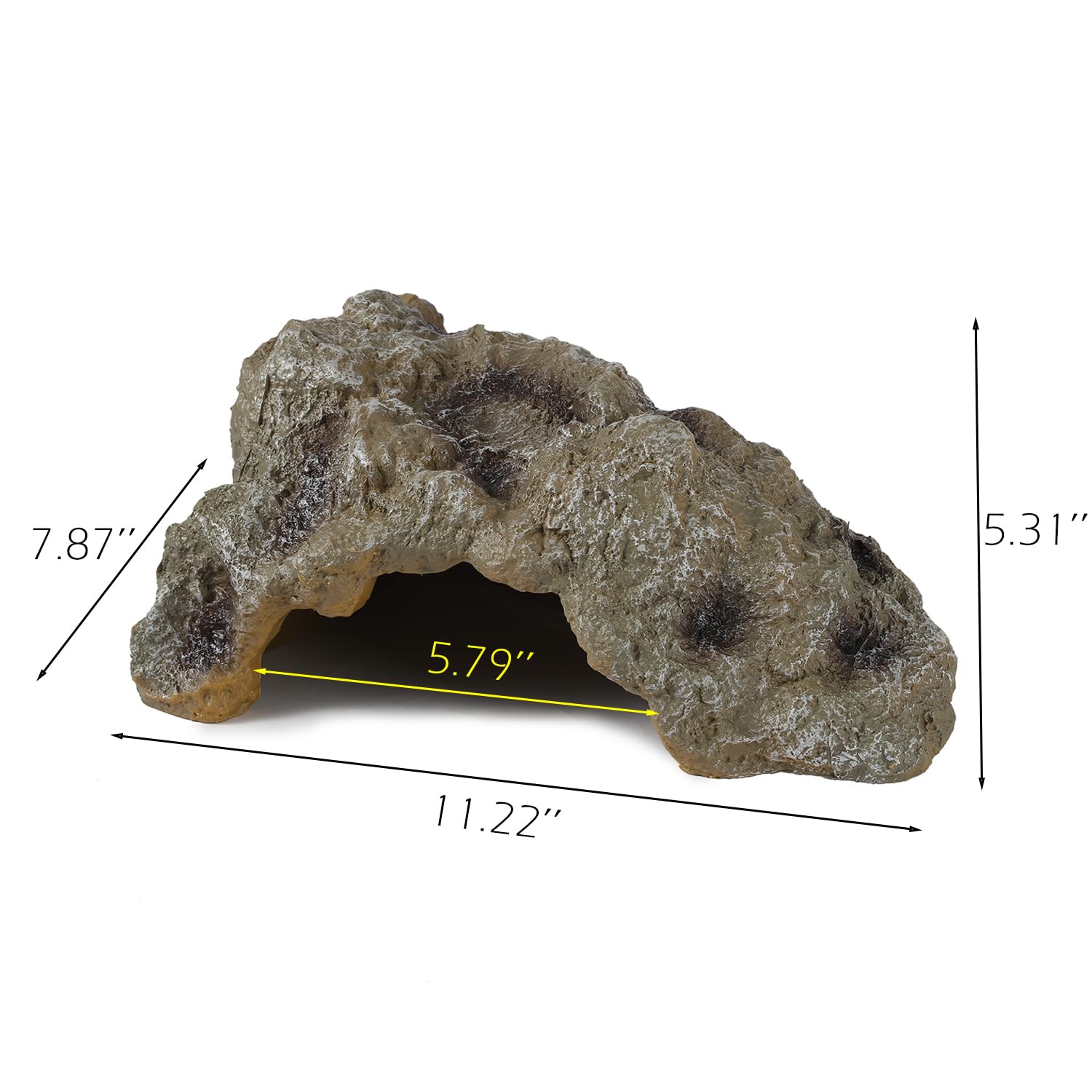 IBWell resin leopard gecko hide blends with natural tank decor for camouflaged hiding.