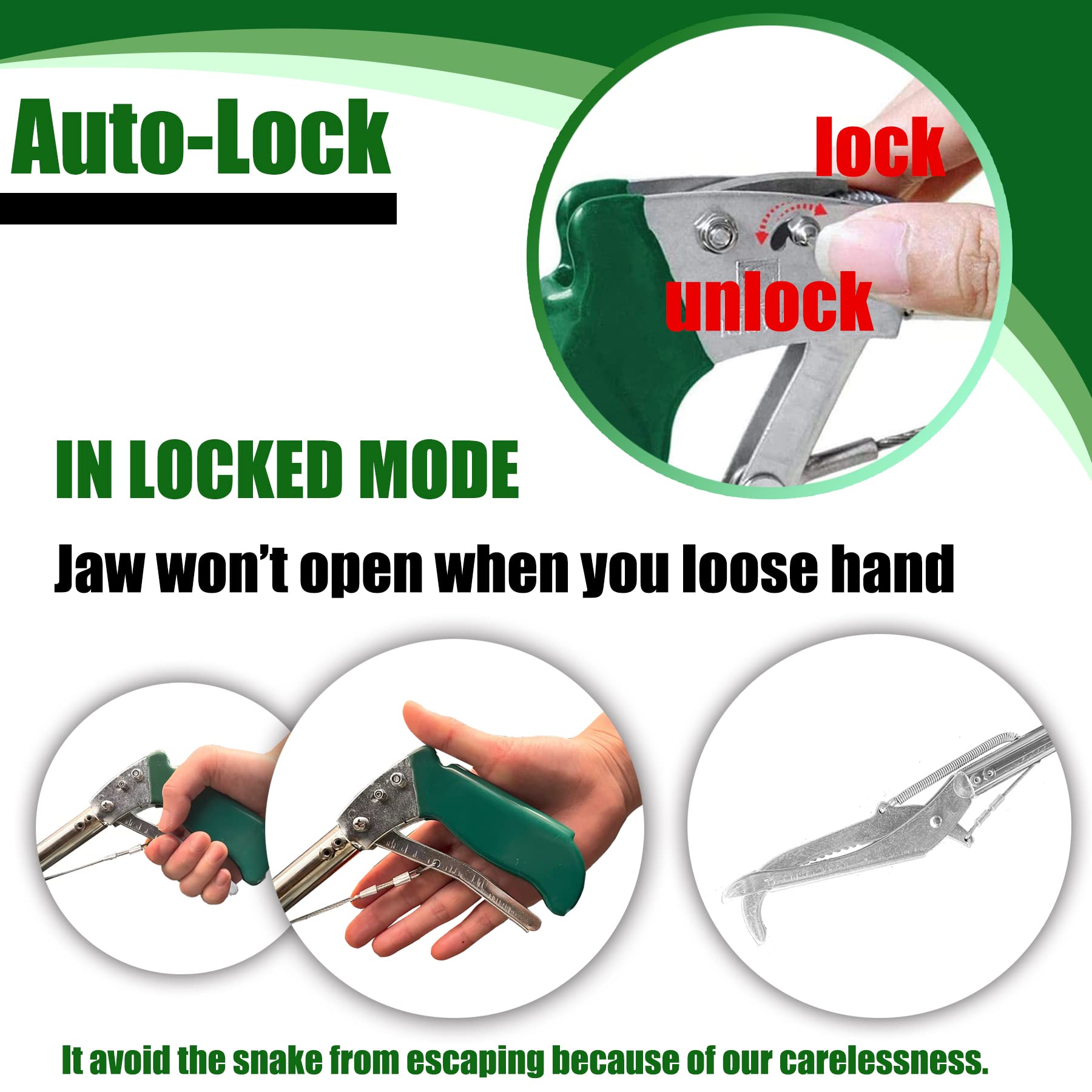 IC ICLOVER wide serrated jaw minimizes snake injury while secure gripping