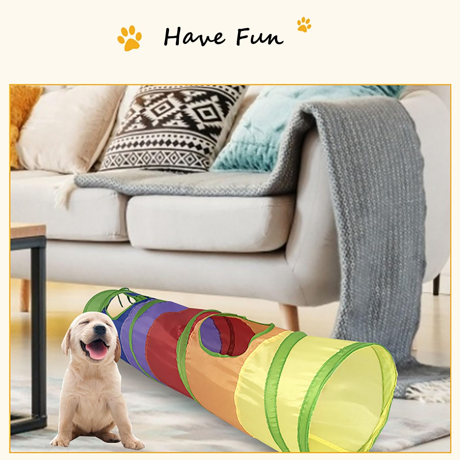 iCAGY Cat Tunnel easy-setup and folding aids tidy storage.