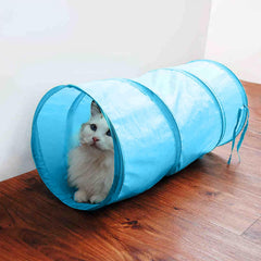 iCAGY Foldable Spiral Cat Tunnel folded for easy storage and portability