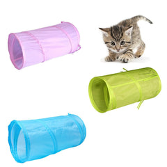 iCAGY Foldable Spiral Cat Tunnel setup in living room for interactive play