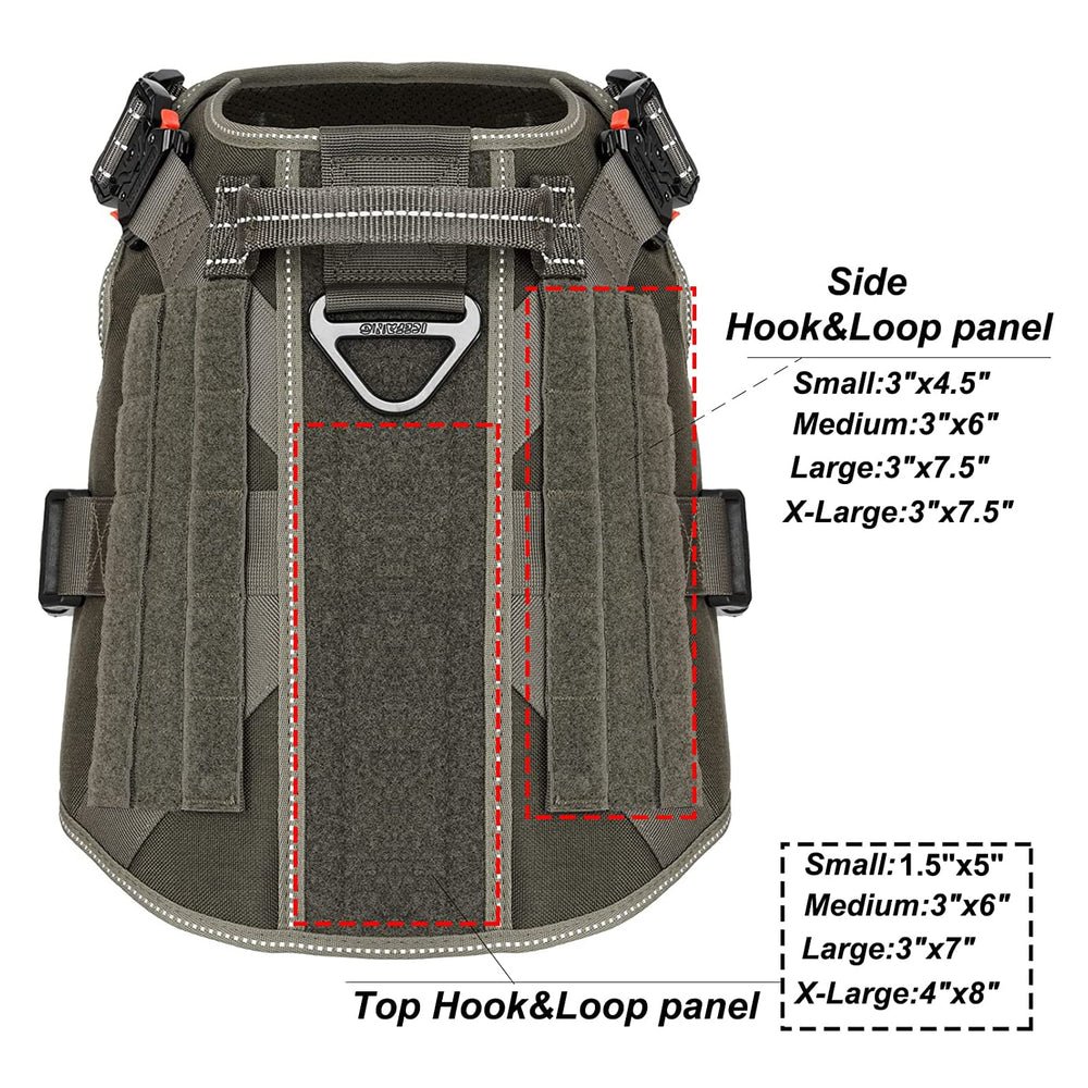 ICEFANG Tactical harness full view green illustrates versatile daily wear for working dogs.