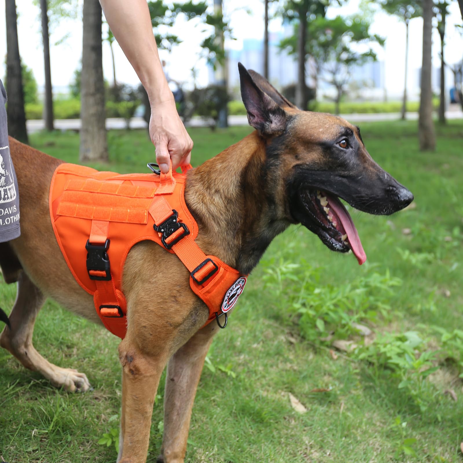 ICEFANG Tactical Dog Harness Large Orange 5-point adjustment ensures snug comfort