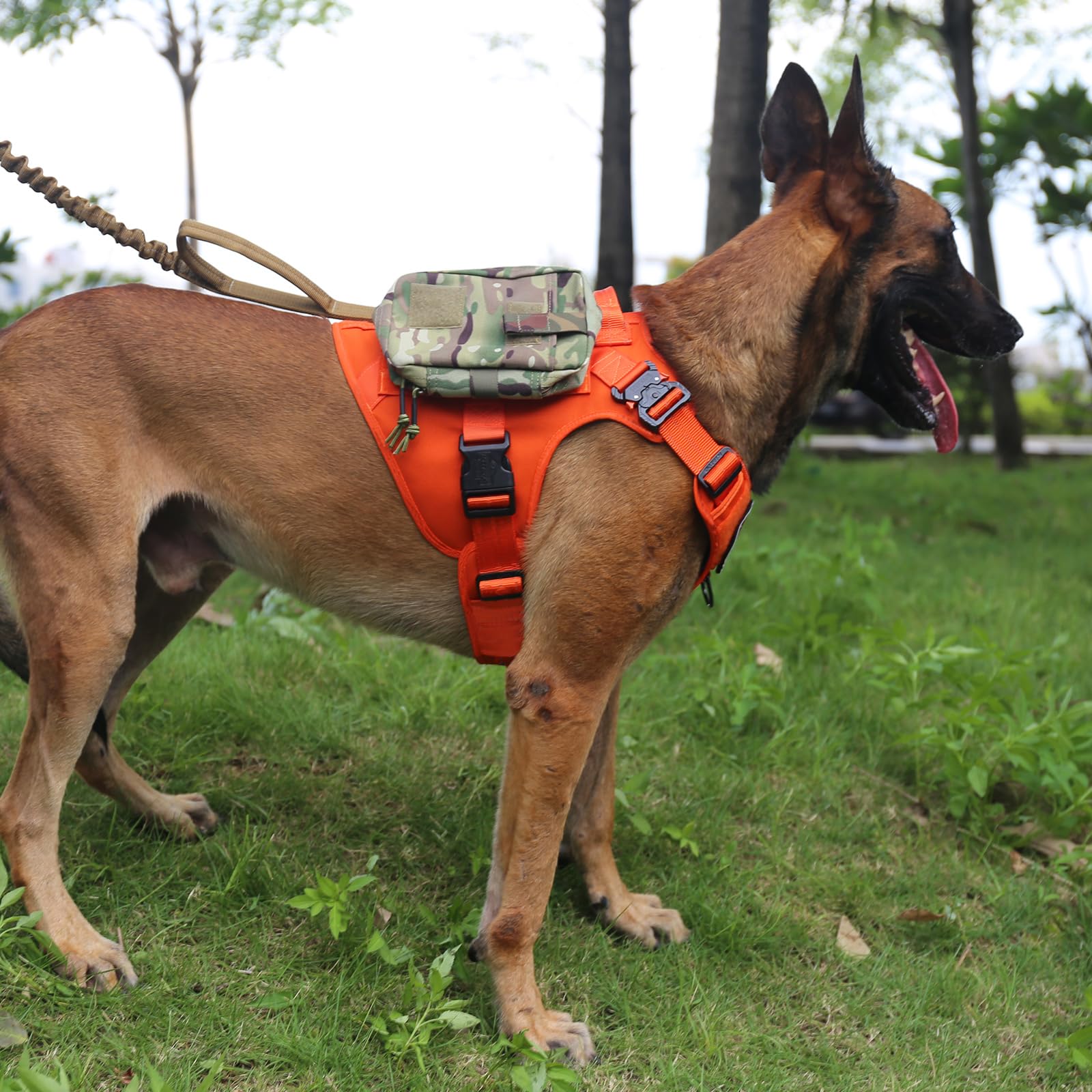 ICEFANG Tactical Dog Harness Large Orange MOLLE strap area for carrying essentials