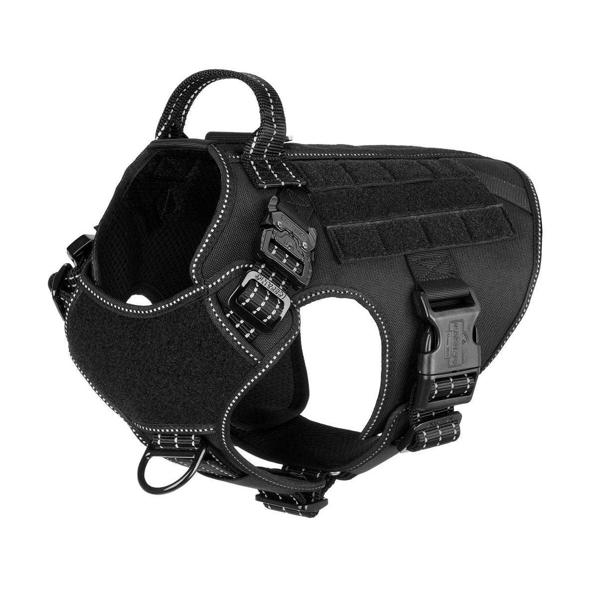 ICEFANG tactical dog harness medium side view with secure buckles for daily walks