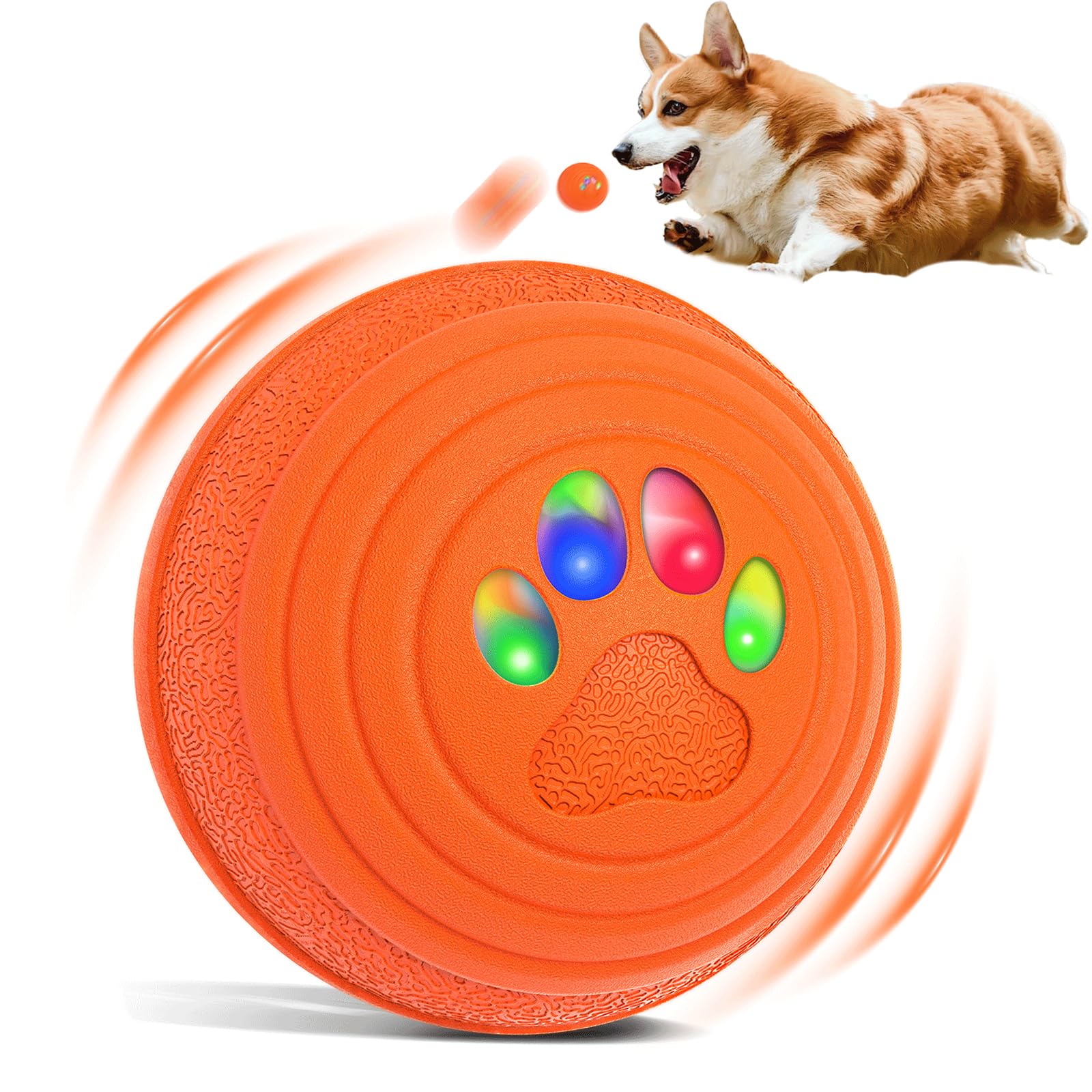 IceFun interactive dog ball orange front view showing motion-activated play