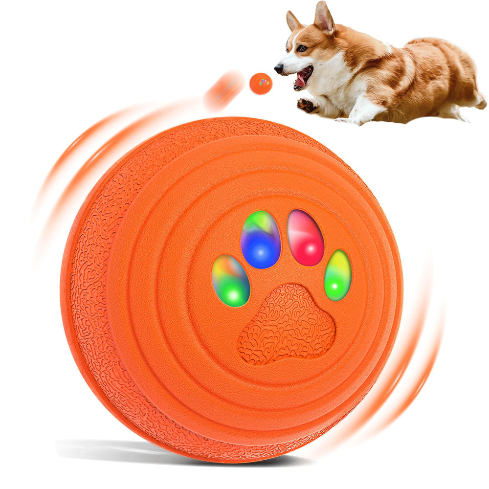 IceFun interactive dog ball orange front view showing motion-activated play