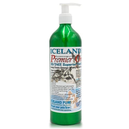 Iceland Pure Premier Omega-3 wild-caught fish oil bottle highlighting Iceland origin and purity.