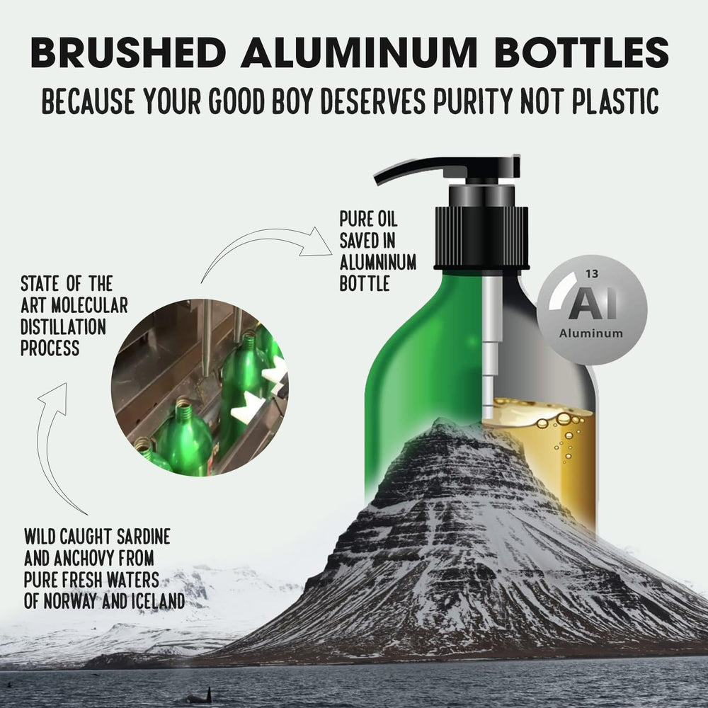 Iceland Pure Sardine Anchovy Oil label on premium bottle signaling omega-3 richness.