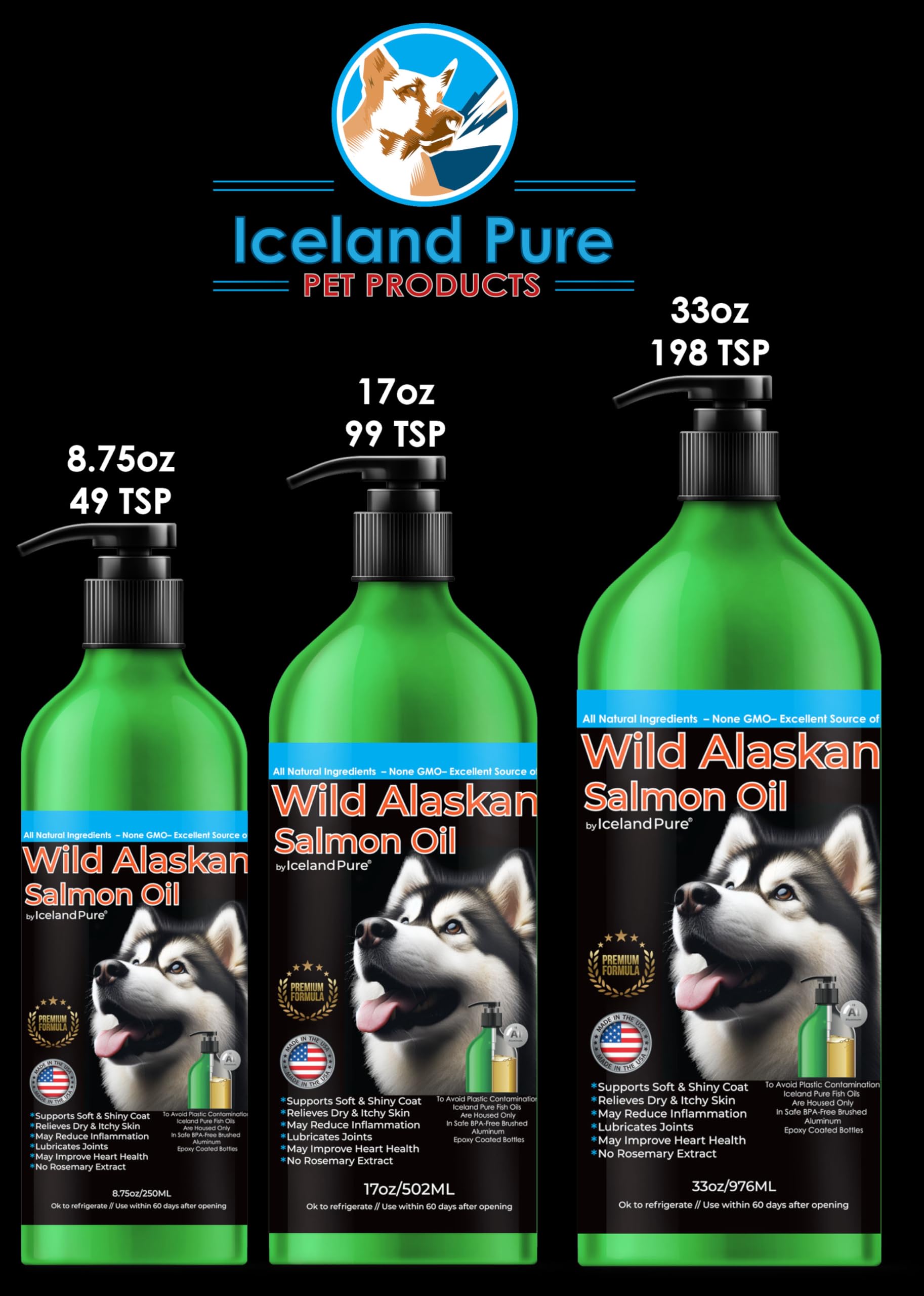Iceland Pure Wild Alaskan Salmon Oil measuring spoon for easy portioning