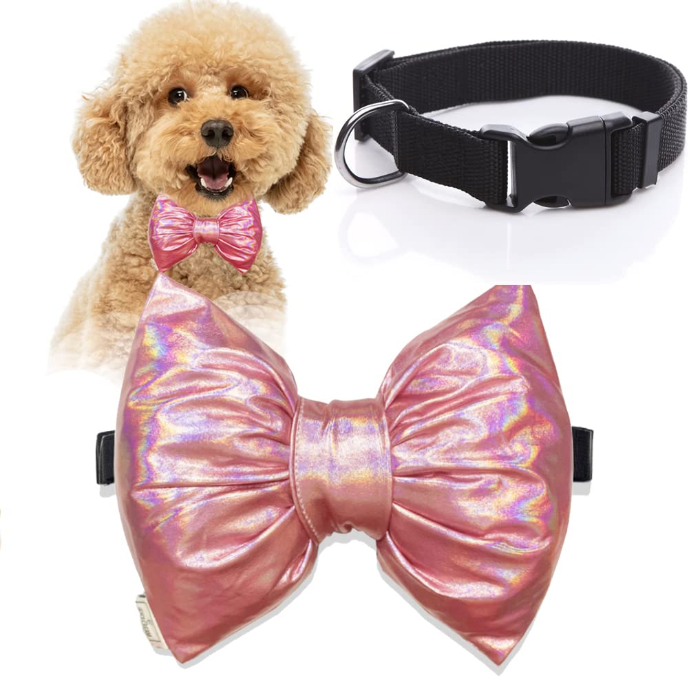 icicecream dog collar bowtie pink front view highlights oversized bowtie for standout style