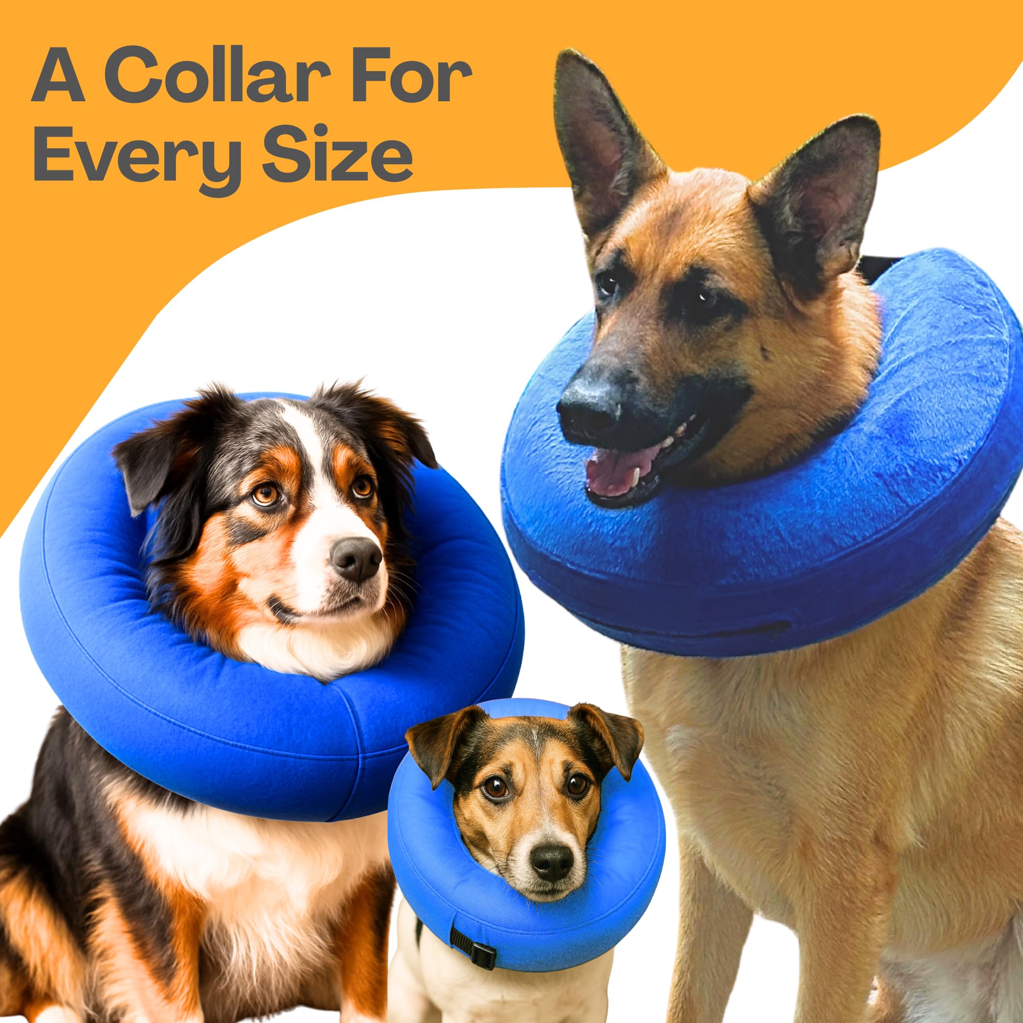 Iconikal inflatable collar blue for 12-18 inch necks enables eat drink during healing